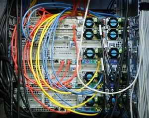 close up of wires on web server